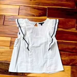Womens off white with navy stripe blouse
